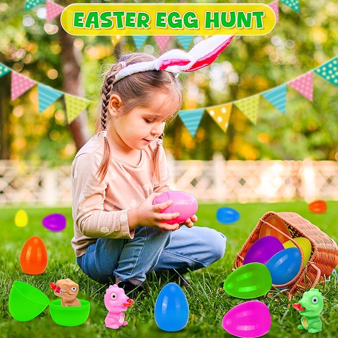 Easter Dinosaur Toys for Kids, 6 Pack Filled Easter Egg with Dinosaur Tongue Out Squeeze Toys, Funny Novelty Toys for Boys & Girls,Perfect for Easter Hunt,Basket Stuffers & Party Favors