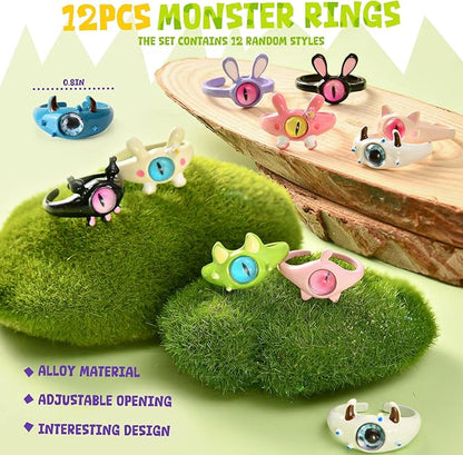 Monster Party Favors Birthday Supplies Gift Bags Finger Puppets Spring Launchers Toys Monster Big Eye Ring Slap Bracelets Tattoo Stickers Inc, Monster Party Decorations Birthday Favors for Kids