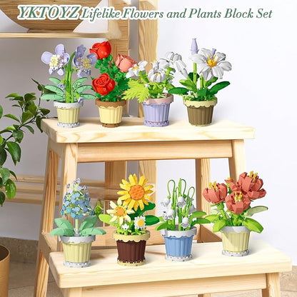 Flowers and Plant Building Set, (1671 Pcs) 8 Kinds Flowers Botanical Bonsai Building Set for Adults, Kids, Girls, Idea Gifts for Mother's Day, Birthdays, Creative Building Block Toys Decor for Home