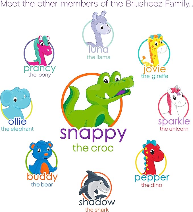 Brusheez Electronic Toothbrush Replacement Brush Heads 2 Pack (Snappy The Crocodile)