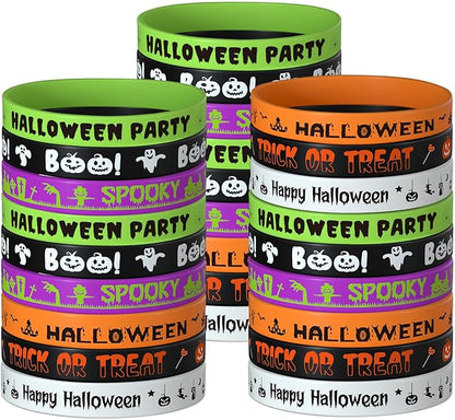 NEBURORA 72 Pcs Halloween Rubber Bracelets Silicone Wristbands Halloween Party Favors Trick or Treat Gifts Goodie Bag Stuffers