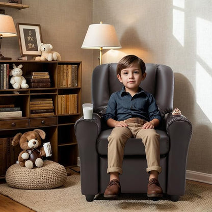 JC HOME Candy Kids Reclining Chair Leather Recliner Sofa Toddler Youth Children Child Ages 1-6