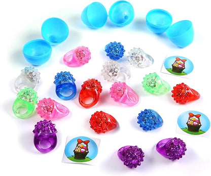 Giraffe 100 Pack Premium Prefilled Easter Eggs - Toy Filled Bulk Plastic Eggs for Kids with Slap Bracelets, Stickers, Light Up Rings - Perfect for Easter Egg Hunts - Bulk Prefilled Easter Eggs Toys!