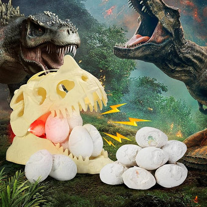 kolegend 12 Pack Dino Eggs Dig Kit and T. Rex Skull Dinosaur Eggs Excavation Set Easter Gift Dinosaur Toys Science Experiments Kits for Kids Easter Basket Stuffers Toys for 3+Year Old Boys Girl