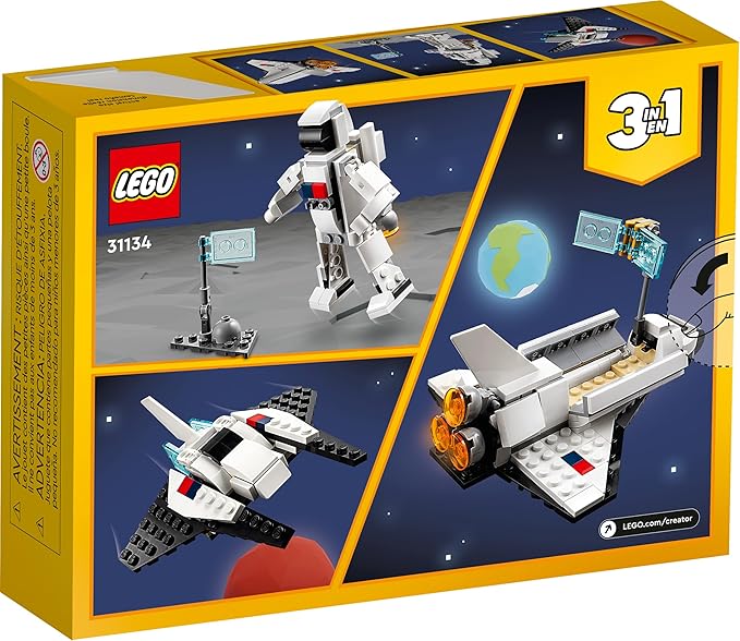 LEGO Creator 3 in 1 Space Shuttle Toys - Space Toys Building Set for Boys & Girls, Ages 6+ - Option to Build 2 Spaceships or Astronaut - Educational Gift for Kids Birthday & Holidays - 31134