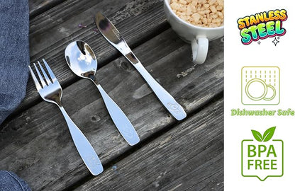 Exzact Children's Flatware Kids Silverware 6pcs, Toddler Utensils, Dishwasher Safe, 24 Months+