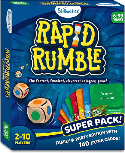 Skillmatics Board Game - Rapid Rumble Super Pack, Family & Party Edition with 140 Extra Cards, Educational Toys, Gifts for Kids, Teens & Adults