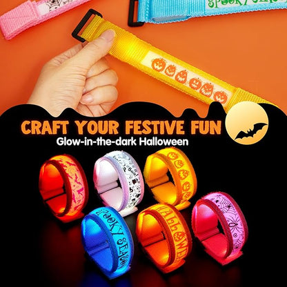 JOYIN 6 PCS Halloween Light Up Bracelets, LED Glow Flashing Wristband Toys for Kids, Glow in The Dark, Slender Wrists, Trick or Treat for Concerts, Sports, Night Events, Game Prizes, Party Favors
