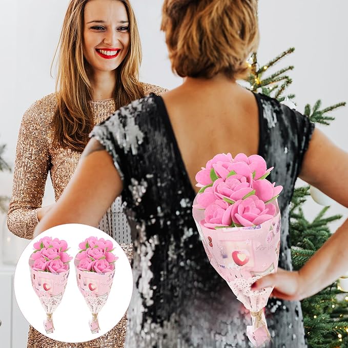 Beavorty 2 Sets Bouquet Material Package DIY Fabric Bouquet Arts and Crafts for Kids Flower Crafts for Kids Make Your Own Flowers Fabric Flower Bouquet Kid Toy Non-woven Child Props Unique