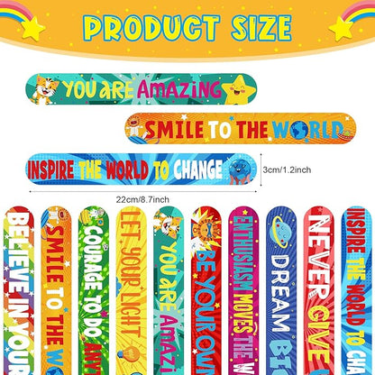 Frienda Inspirational Gift Set Motivational Slap Bracelets with Button Pins Encourage Bracelet for Students School Rewards Gifts
