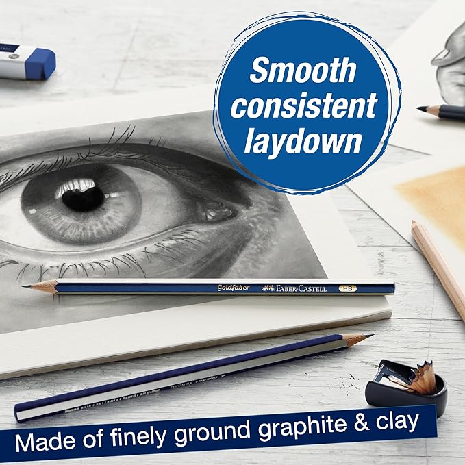 Faber-Castell Graphite Pencils Drawing Set: 12 Art Pencils for Sketching (4H, 3H, 2H, H, F, HB, B, 2B, 3B, 4B, 5B, and 6B), Shading Pencils for Drawing and Sketching, Graphite Drawing Kit