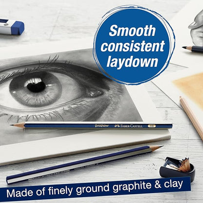 Faber-Castell Graphite Pencils Drawing Set: 12 Art Pencils for Sketching (4H, 3H, 2H, H, F, HB, B, 2B, 3B, 4B, 5B, and 6B), Shading Pencils for Drawing and Sketching, Graphite Drawing Kit