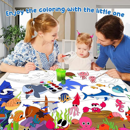 3Pack Giant Coloring Poster, Large Coloring Poster for Kids, Dinosaur, Mermaid, and Sea Animal Huge Big Coloring Page Craft with for Classroom Home Coloring Activities Birthday Gifts Party Favors
