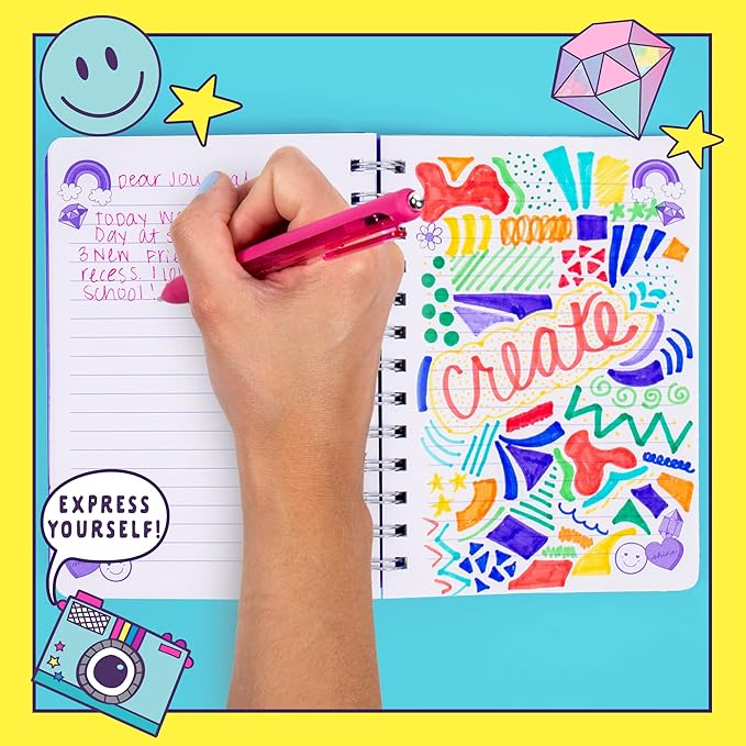 Just My Style Fidgiwear Purple Push & Pop Journal By Horizon Group USA, Poppable Fidget Toy Spiral-Bound Journal Includes Never-Ending Poppable Fidget Toy Cover & 80 Pages, Pop Fidget Sensory Notebook