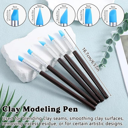 15 Pcs Clay Sculpting Tools Set Ceramic Ball Stylus Polymer Clay Tools Air Dry Clays Silicone Sculpting Tool for Carving, Dotting, Embossing, Shaping, Molding Nail Art