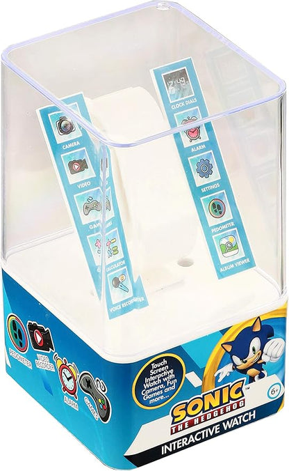 Accutime Kids SEGA Sonic The Hedgehog Blue Educational Touchscreen Smart Watch Toy for Boys, Girls, Toddlers - Selfie Cam, Learning Games, Alarm, Calculator, Pedometer (Model: SNC4133AZ)