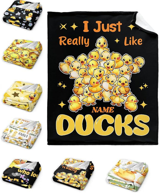 Costom Name Just Really Like Ducks Adult duck Blanket Kids Funny Blanket Suitable for Bedroom bed sofa Crib Couch Chair outdoor All Season Items That Yellow Duck Lovers Will Love 40"x30"for Pets