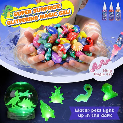 Magic Water Elf Toy Kit, Water Pets Toys for Kids, 36 Gels & 24 Molds, Aqua Fairy Water Gel Kit Squishy Maker, DIY Dinosaurs Space Make Your Own Squishies Sensory Toys, Crafts Gifts for Boys Girls 4+