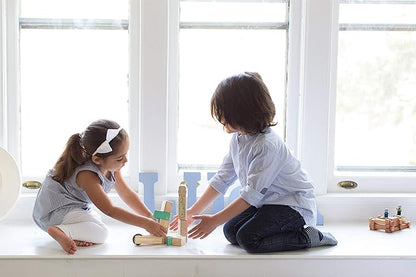 Tegu Robo Magnetic Wooden Block Set, Electric Aqua, 8 PIECE