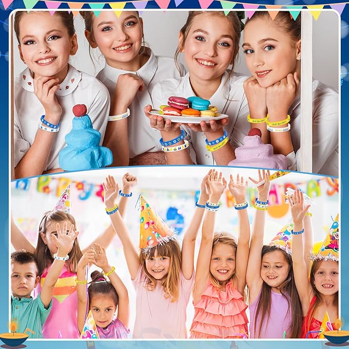 JUNEBRUSHS 24Pcs Hanukkah Silicone Rubber Wristbands Bracelets for Hanukkah Decorations Party Favors Jewish Holiday Kids Goodie Bag Fillers Supplies(8 Designs)