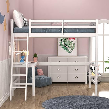 Hillsdale Alexis Contemporary Wood Arch Twin Size Loft Bed with Desk, White