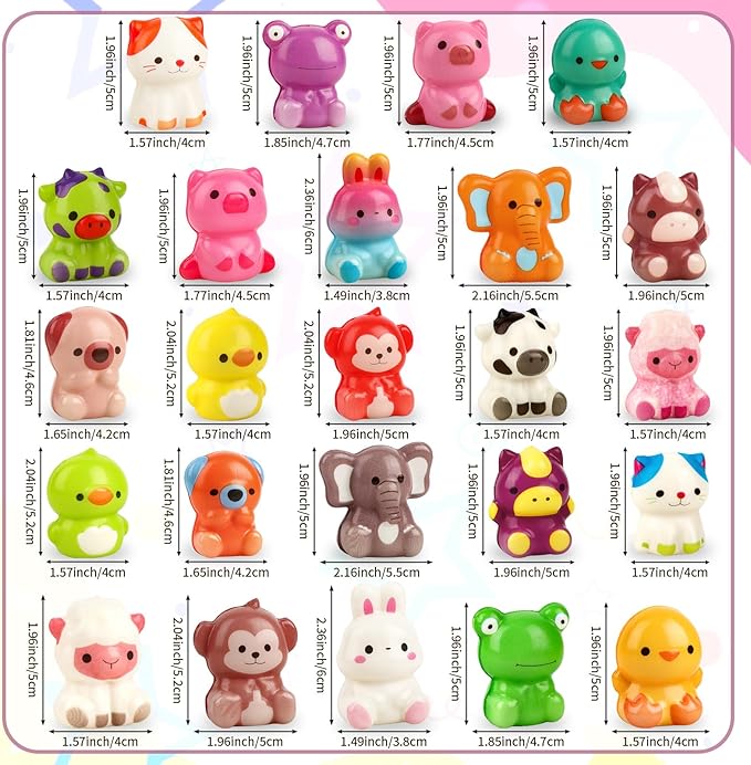 Hooqict 24 Pcs Animal Squishy Toys Slow Rising Squishies Party Favor Stress Balls Squeeze Animals Fidget Toys Desk Pets for Kids Classroom Birthday Goodie Bag Stuffers, Pinata Fillers, Carnival Prizes