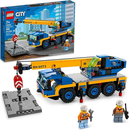 LEGO City Great Vehicles Mobile Crane Truck Toy Building Set 60324 - Construction Vehicle Model, Featuring 2 Minifigures with Tool Toys Kit and Road Plate, Playset for Boys and Girls Ages 7+