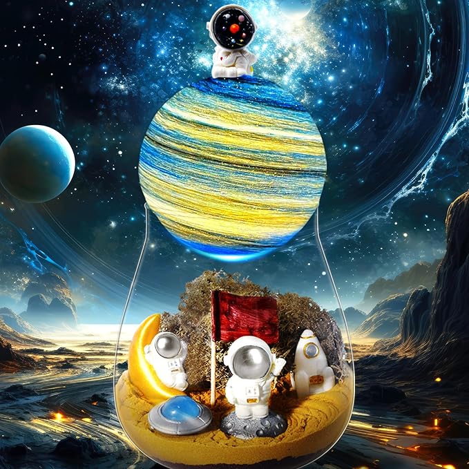 Astronaut Terrarium Kit for Kids with DIY Moon Lamp - Light Up Themed Craft Kit for Kids Ages 4-12 - Creative Birthday Gift Idea Educational Space Toys for Boys & Girls Ages 4 5 6 7 8-12 Year Old