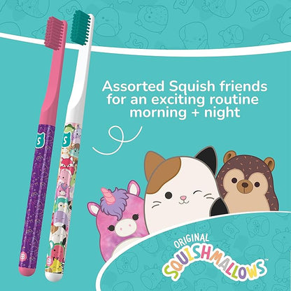 Brush Buddies Squishmallows Assorted Manual Toothbrushes, Soft Toothbrushes, Toothbrushes for Kids and Adults, 2PK