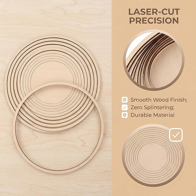 Wooden Concentric Cutting Guide for Pottery - 11 Piece Clay Cutting Tools Set for Accurate Ceramics Shaping and Modeling