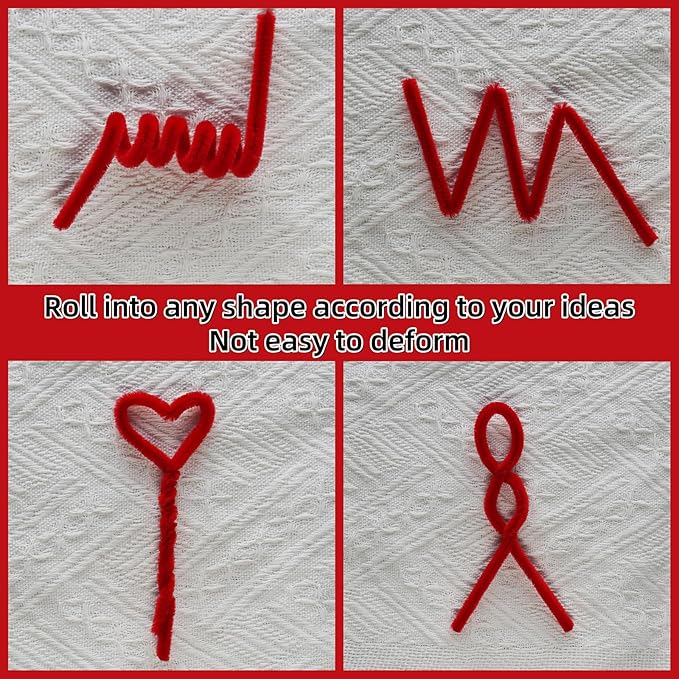 Qirimoi Red Pipe Cleaners Craft Pipe Cleaners Bulk Pipecleaners Crafts Supplies，200Pcs Red