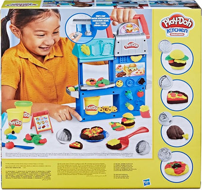 Play-Doh Kitchen Creations Busy Chef's Restaurant Playset, 2-Sided Play Kitchen Set, Preschool Cooking Toys, Kids Arts & Crafts, Ages 3+