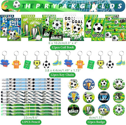 Soccer Party Favors, Soccer Birthday Decorations, Soccer Party Favor Bags Keychain Mini Notepad Stickers Bracelets for Soccer Sport Party Decorations Supplies Kids Boys Girls