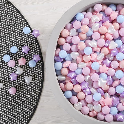 GOGOSO Ball Pit Balls,Plastics Balls for Ball Pit, Stars Hearts Shape for PastelBall for Toddlers Kids