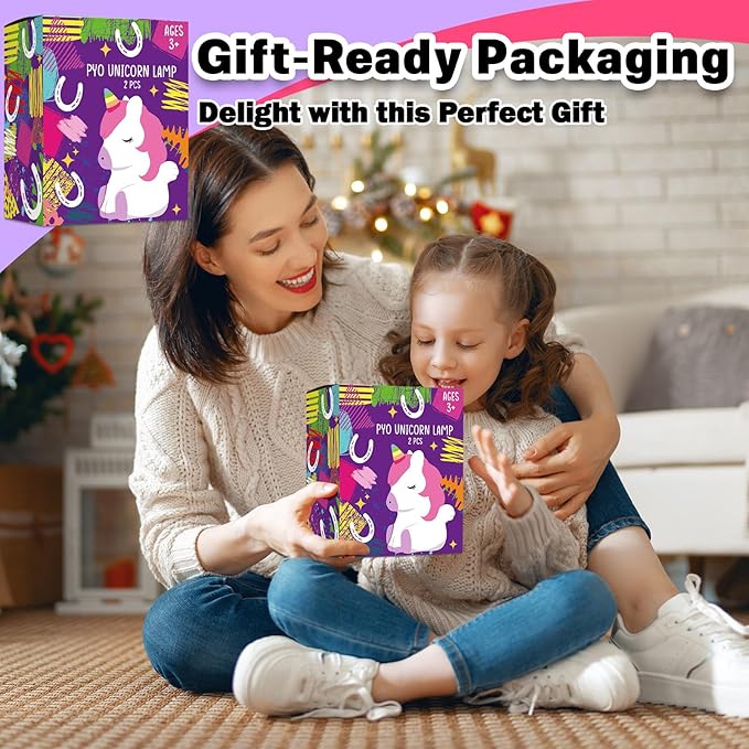 FUNZBO 2Pcs Paint Your Own Unicorn Lamp Kit - Arts and Crafts Supplies Painting Kits for Kids Teens Adults, DIY Night Light Toys for Girls Boys Ages 3 4 5 6 7 8 9 10 11 12 Easter Birthday Gift
