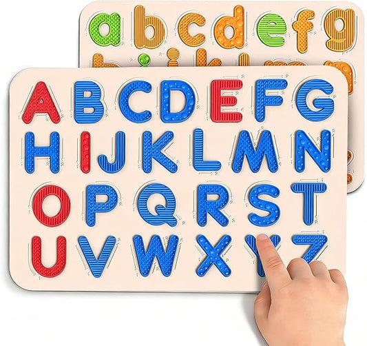 Sensory Silicone Letter Tracing Pad: Double-Sided Textured Sensory Toys for Learning Focus & Fine Motor, Quiet Travel Toy, Preschool Learning Activities, Educational Montessori Toys for Toddlers Kids