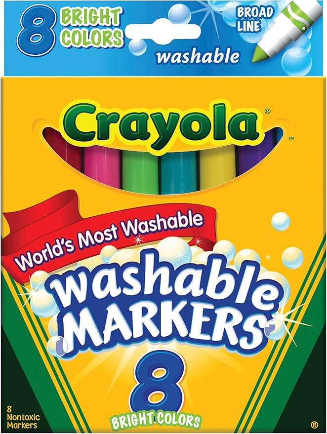 Crayola Ultra Clean Washable Markers, Assorted Bright Colors, 8 Count