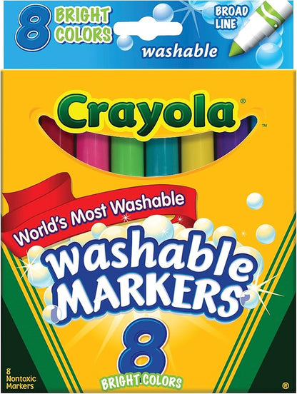 Crayola Ultra Clean Washable Markers, Assorted Bright Colors, 8 Count