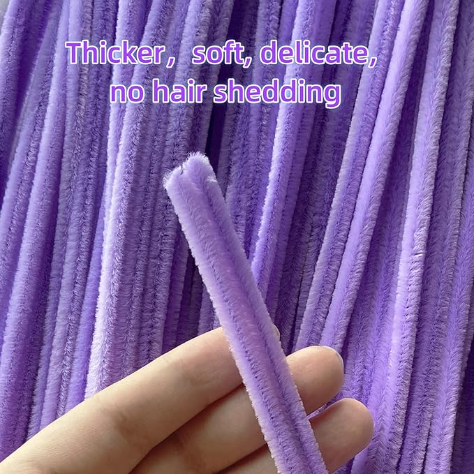 Qirimoi Purple Pipe Cleaners Craft Pipe Cleaners Bulk Pipecleaners Crafts Supplies，200Pcs Purple