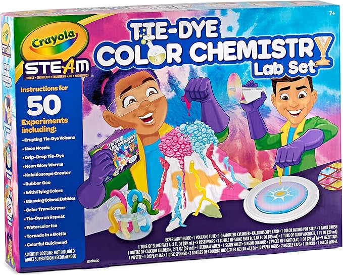 Crayola Tie Dye Color Chemistry Set for Kids, STEAM/STEM Activities, Educational Toy, Ages 7, 8, 9, 10