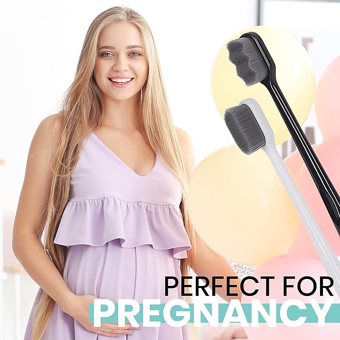 Extra Soft Charcoal Toothbrushes, Nano Toothbrush Sensitive Gums, Soft Bristle Toothbrush Adult Sensitive Teeth, Ultra Soft Toothbrush Extra Protection Gum Care, Charcoal Toothbrush (4 Pack-Charcoal)