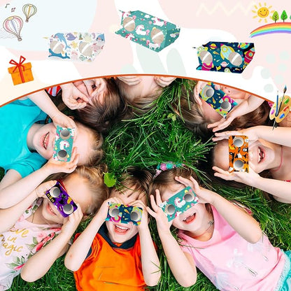 Shappy 50 Pieces Cardboard Folding Binoculars with Coloring Markers Paintable Make Your Own Paper Binocular 3X Magnification DIY Art Craft Toys for Boys Girls Birthday Party Supplies Class Activity