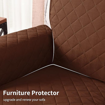 CHUN YI Oversized Couch Cover, Water Resistant Sofa Cover Slipcover for 4 Cushion Sofa, Washable with Adjustable Strap Storage Pocket for Living Room Dog Pet (Oversized Sofa, Chocolate)