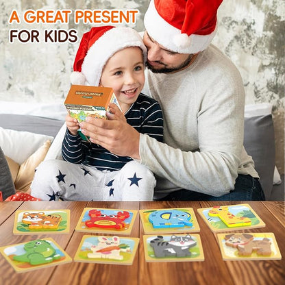 Puzzles, 8Pcs Animals Jigsaw Puzzles Toddler Toys, Brain Teaser Puzzles Montessori Toys, Wooden Puzzle Games, Educational Puzzles STEM Toys for 3+ Year Old Kids, for Kids