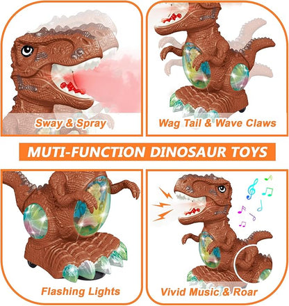 Dinosaur Toys for Kids 3-4 Year Old Boy,Roar Music and Lights Toddler Toy for Boys Girls,Moving Dino Baby Toy with Mist Spray & 1 Wheel,Electric Dinosaur Toy for Kids 3-5 Christmas Birthday Gifts