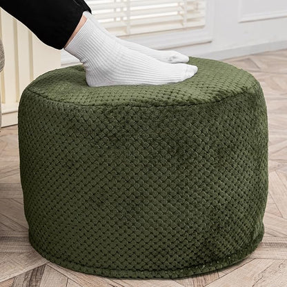 Asuprui Pouf Ottoman Stuffed Stuffed Ottoman Foot Rest Soft Plush Fiber Foot Stool 20x20x12 Inches Fuzzy Chair Floor Pouf Chair Foot Rest with Storage for Living Room Bedroom Green Pouf with Filler