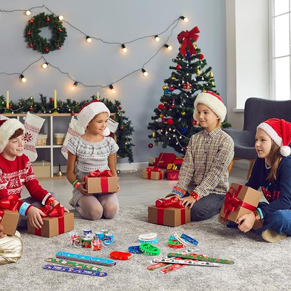 Capoda 60 Pieces Christmas Party Favors Christmas Silicone Bracelet Christmas Slap Wristbands Christmas Rubber Wristbands Xmas Slap Bracelets for Xmas Party Favors Stocking Stuffers Classroom Gifts