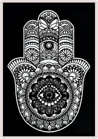 Hand of Fatima Velvet Coloring for Kids and Adults- Small Picture 11.75” x 8.25”- Ideal for Travel- Boys and Girls 3+