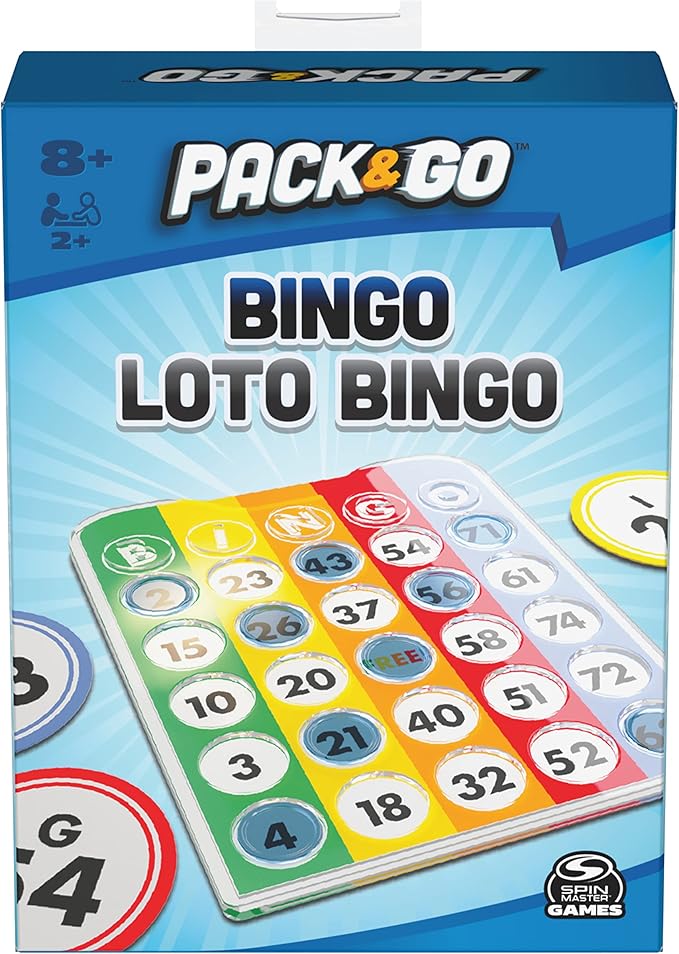 Pack & Go Bingo Game from Spin Master Games Outdoor Games Kids Games Yard Games Portable Rainbow Bingo Chips Games for Adults and Kids Ages 8 and up