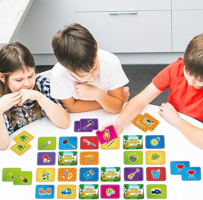 gisgfim 50 Pairs Memory Matching Game for Kids Summer Camp Concentration Games for Preschool Educational Ages 3-8 A Fun & Fast Camp Theme Memory Matching Games